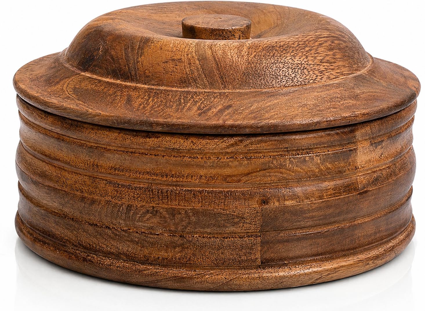 Handgefertigter mexikanischer Tortilla-Stövchenkorb aus Holz indischer Chapati-Roti-Brothalter Box Pfannkuchen-Keeper-Serviergeschir Hot Pot Auflaufform Deckel Home Küche Essdekor, Antik Braun 23 x 11