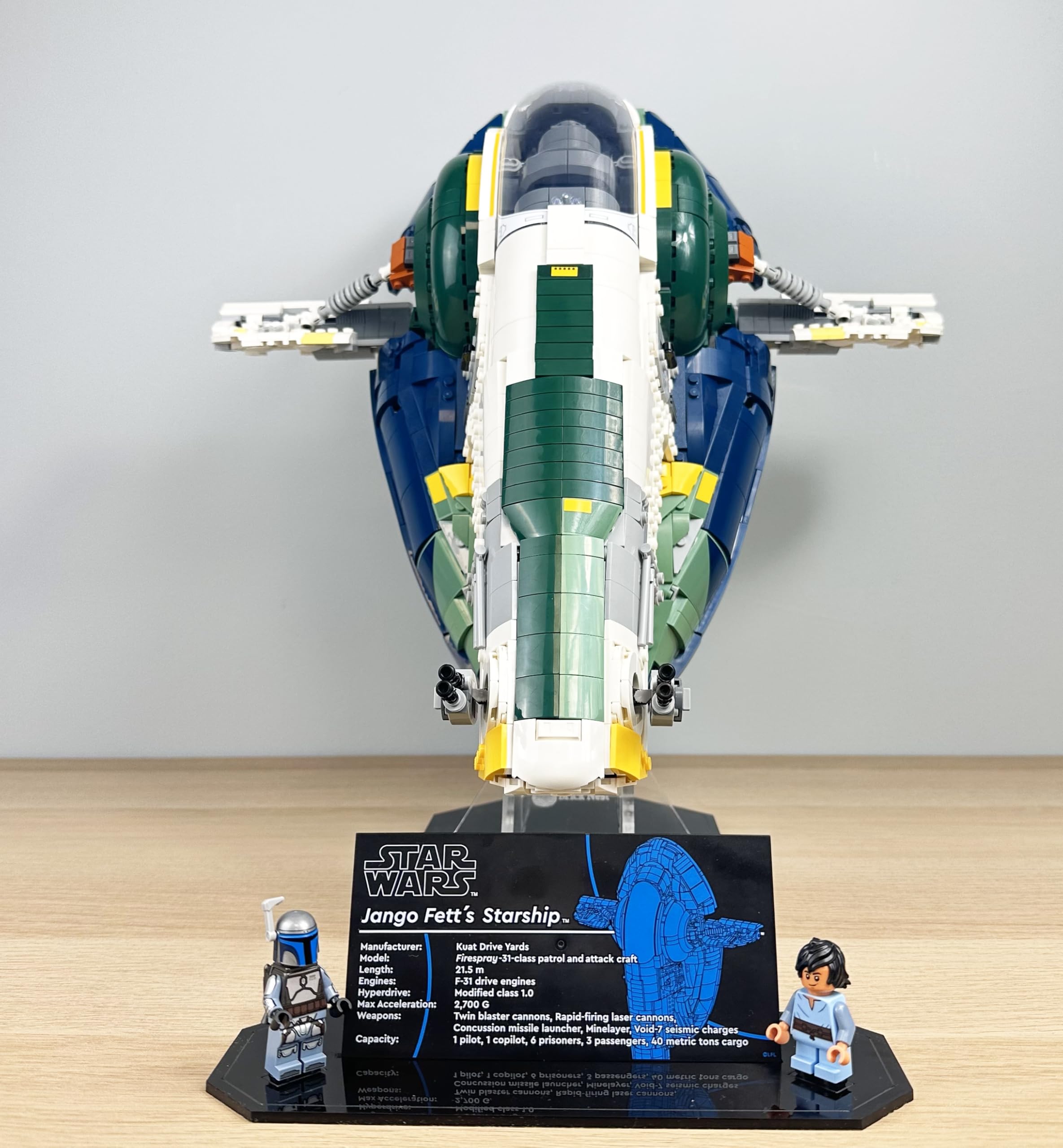 Brick Nest Acrylic Display Stand for LEGO Star Wars Jango Fett's Firespray-Class Starship 75409, Clear/Transparent - Image 3