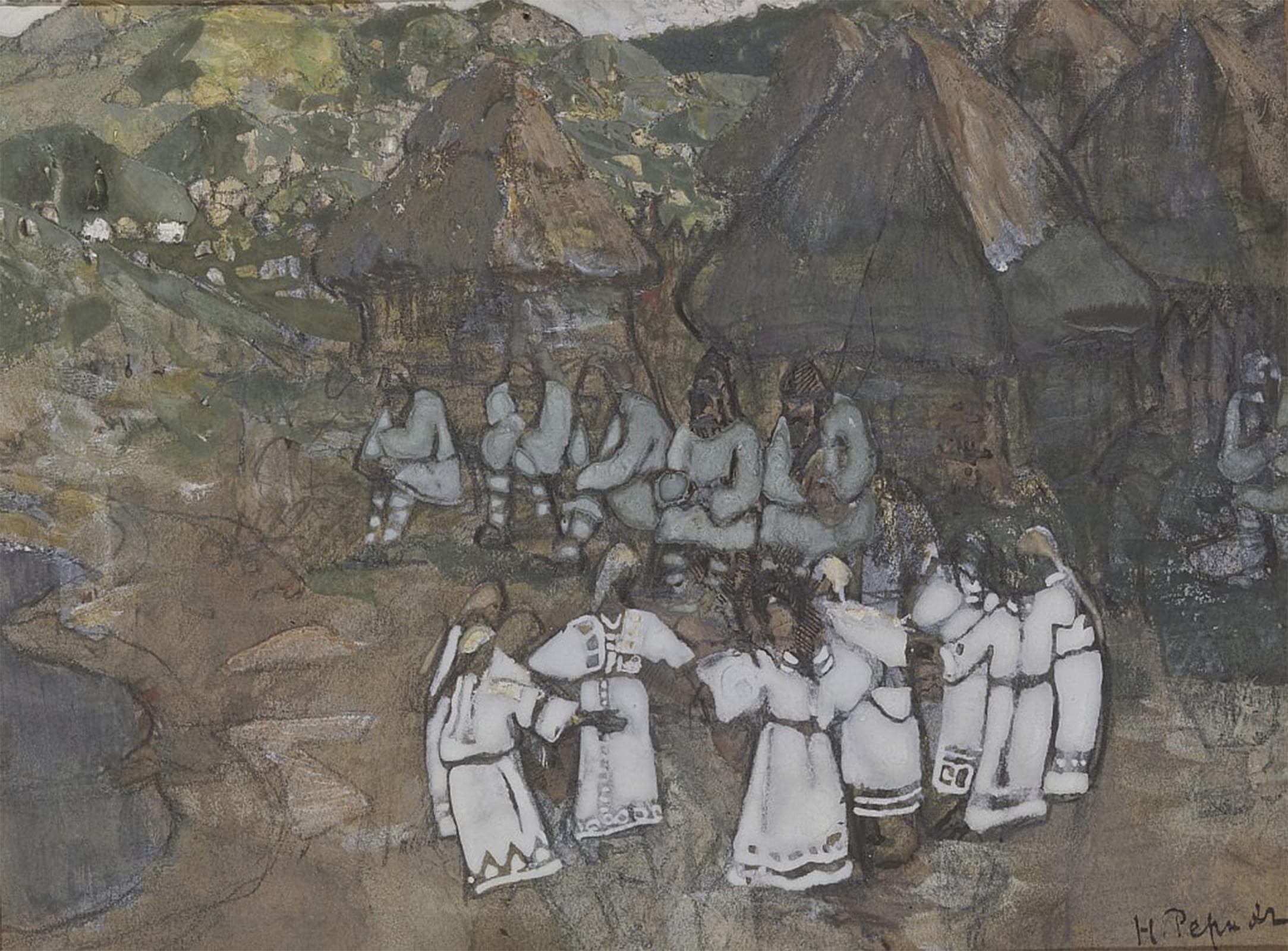 POSTERIIk Famous Modern Artwork Art Mural Circle Dance by Nikolai Konstantinowitsch Roerich Oil Paintings Pictures for Home Decor 60x90cm