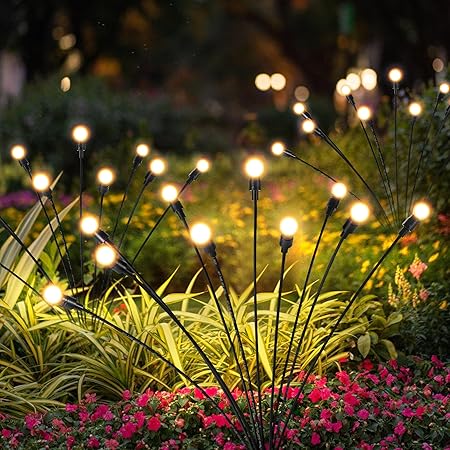 SUNCKET 60 LED Solar Fairy Lights, Warm White Solar Lights Outdoor Waterproof Sway by Wind, Outdoor Solar Lights for Outside Yard Patio Garden Front Porch Decor(6 Pack)
