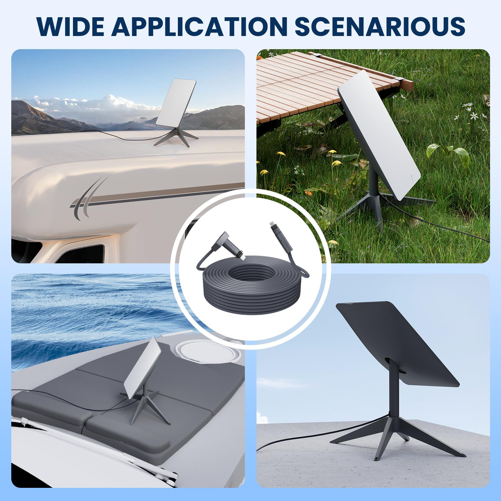 Starlink Internet - Kit di cavo di ricambio satellitare per Starlink Satellite rettangolare V2, cavo di prolunga Starlink con tappi terminali accessori Starlink impermeabile grigio (91 m)