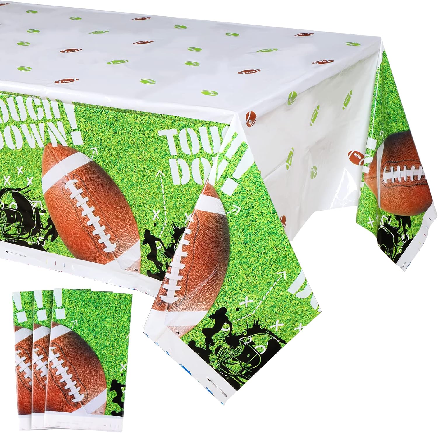 3 Pack Football Tablecloth Plastic Football Theme Table