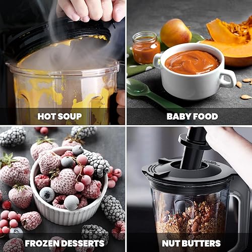 Miniatura 5 de Licuadora profesional de 64 onzas, 1500 W para menos espuma, escudo silencioso comercial, temporizador de cocina, autolimpieza, 9 velocidades, 6