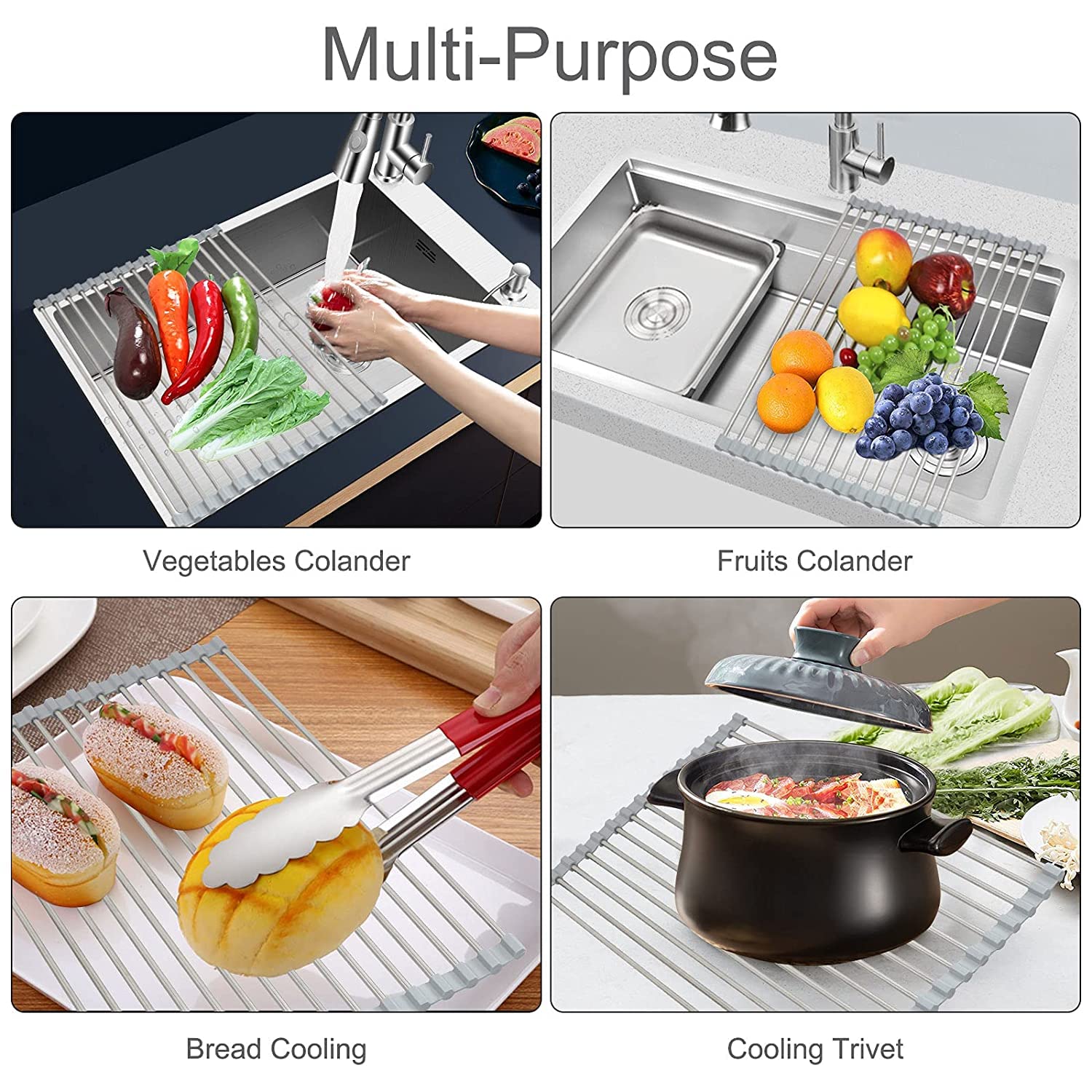 HOSHILA172 Roll Up Dish Drying Rack Over The Sink for Kitchen RV Sink Drying Rack Kitchen Folding Dish Drainer Mat Rolling Dish Rack Foldable Sink Rack Stainless Steel Wide Kitchen Dry Rack, HOSHILA172 Roll Up Dish Drying Rack Over The Sink for Kitchen RV Sink Drying Rack Kitchen Folding Dish Drainer Mat Rolling Dish Rack Foldable Sink Rack Stainless Steel Wide Kitchen Dry Rack,