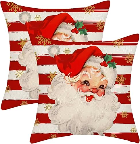 AGAYNA Juego de 2 fundas de almohada decorativas con diseño de acuarela verde salvia para árbol de Navidad de 16 x 16 pulgadas, para sofá, invierno,