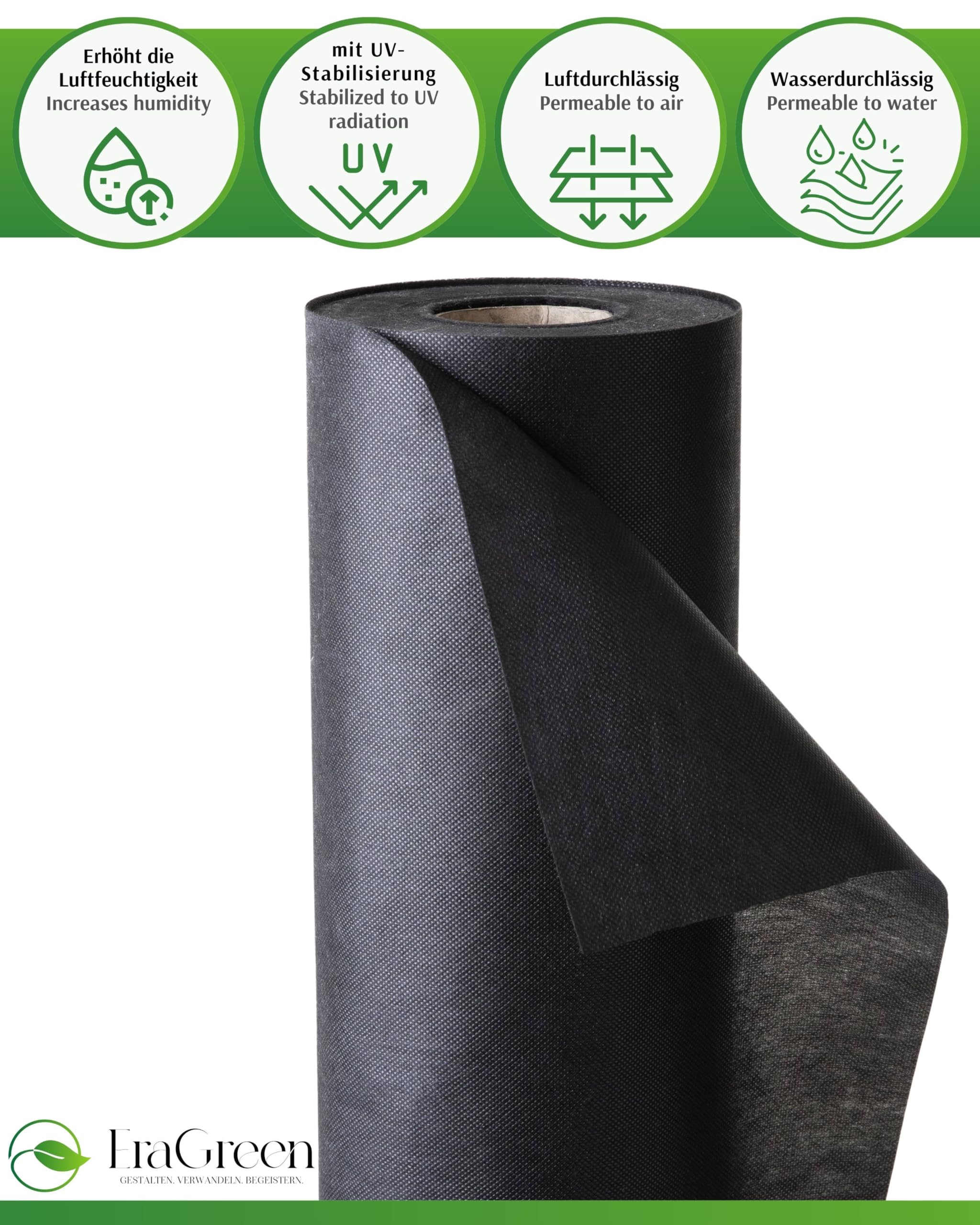 EraGreen Tessuto non tessuto per erbacce di alta qualità, 2,0 m x 30 m + 30 ancore, da giardino, 50 g/m², permeabile all'acqua, stabilizzato ai raggi UV, ideale per giardini, aiuole rialzate