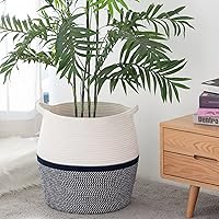 Vista 5 de KAKAMAY Cestas tejidas para almacenamiento (17"x17"), cesta grande de cuerda de algodón tejida, cesta de lavandería para bebé, cesta de lavandería