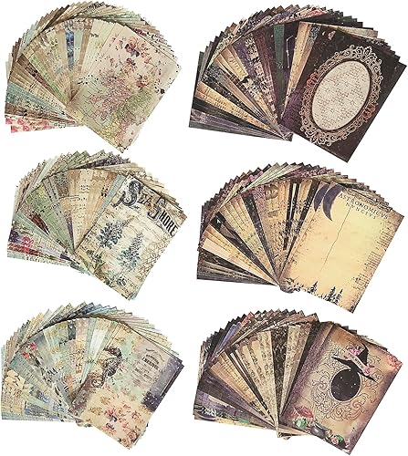 Huralona 200 hojas de papel vintage para álbumes de recortes, suministros de papel de diario, suministros de papel decorativo para álbumes de