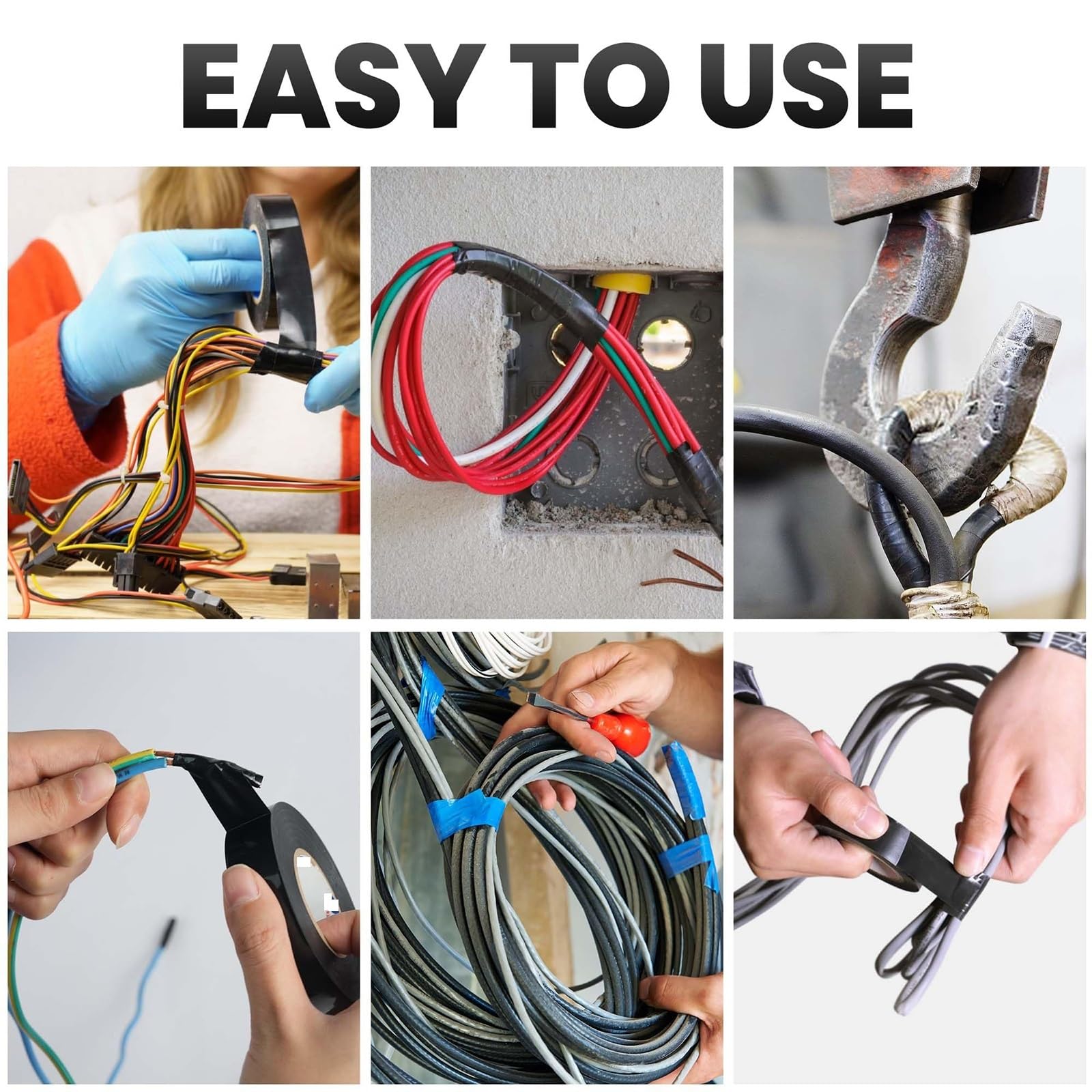 10er-Pack Selbstklebendes PVC-Isolierband Mit Spannungsprüfer – Insgesamt 16 Fuß X 10 Zoll (Schwarz/Rot/Gelb), Wasserdichtes Und Flammhemmendes Isolierband Zur Reparatur Und Abdichtung(Red)