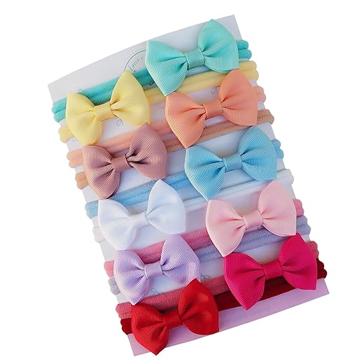 Kit c/10 Laços para Cabelo Meninas Tiara Faixinha Meia Seda