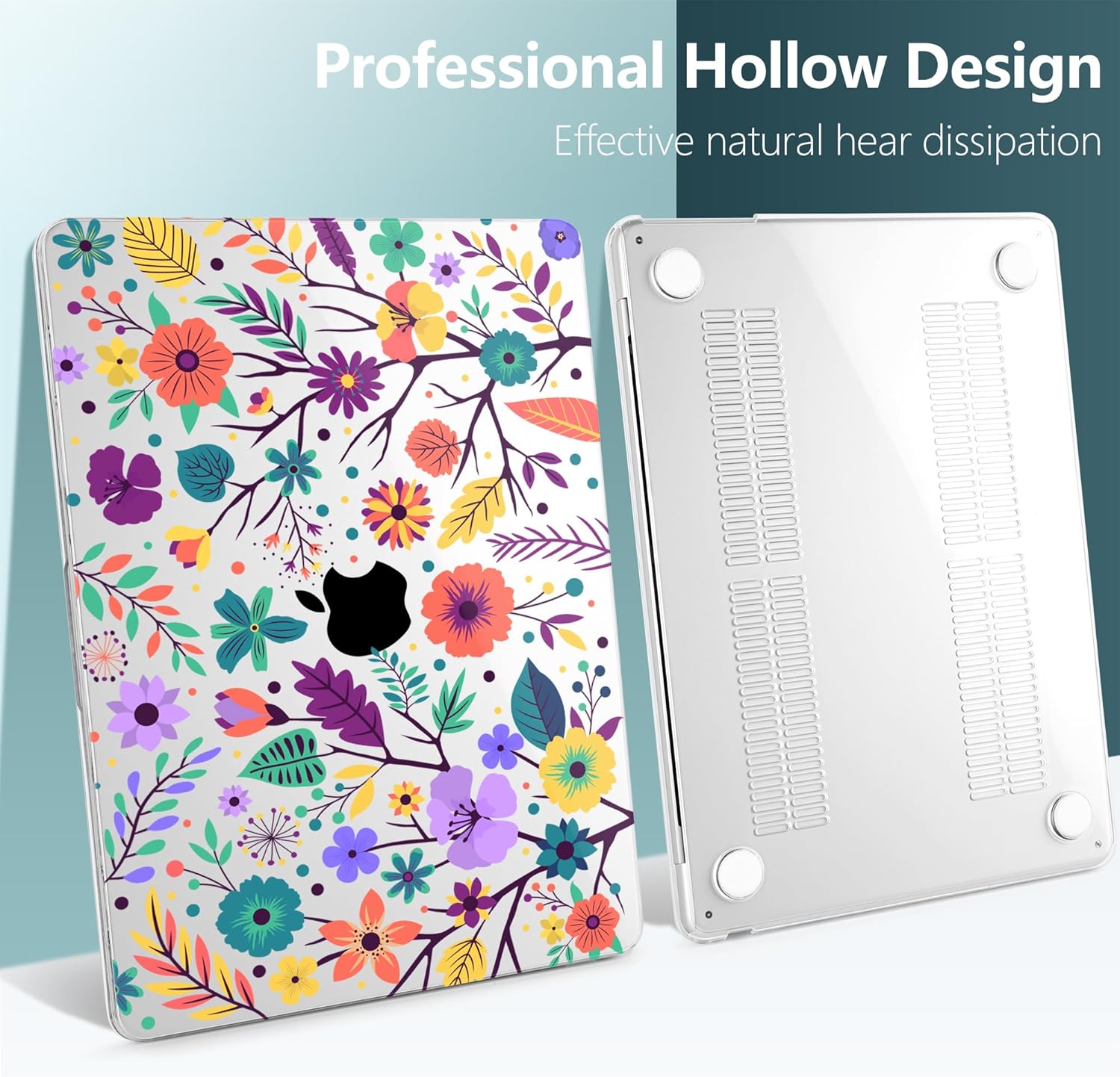 TWOLSKOO for M4 MacBook Air 13.6 inch Case 2025-2022 Release M4 A3240 M3 A3113 M2 A2681, Plastic Hard Shell & Screen Protector & Keyboard Cover & Trackpad Film, Colorful Flowers - Image 5