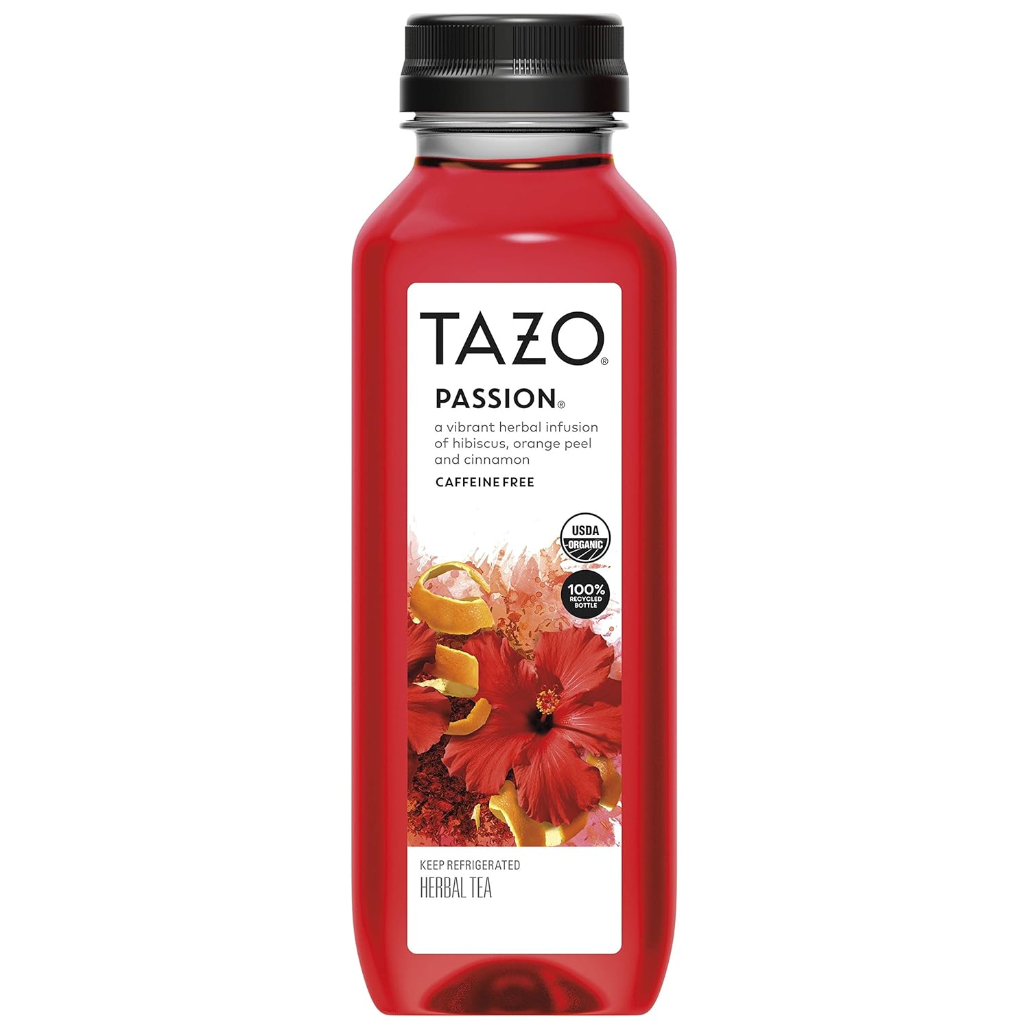 Tazo Iced Tea, Hibiscus Passion Herbal Tea, 12 fl oz Bottle