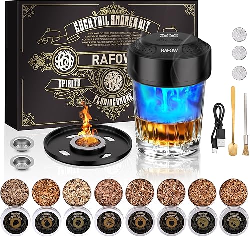 Miniatura 15 de Kit de ahumador de cóctel con antorcha, kit de ahumador de whisky con 6 sabores de virutas de madera ahumada, kit de ahumador de bebidas antiguas