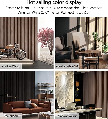 Miniatura 8 de Paneles de madera para pared, 2 paneles de pared de listones de madera, paneles de pared acústicos de chapa de nogal natural, 12.6 pulgadas de ancho