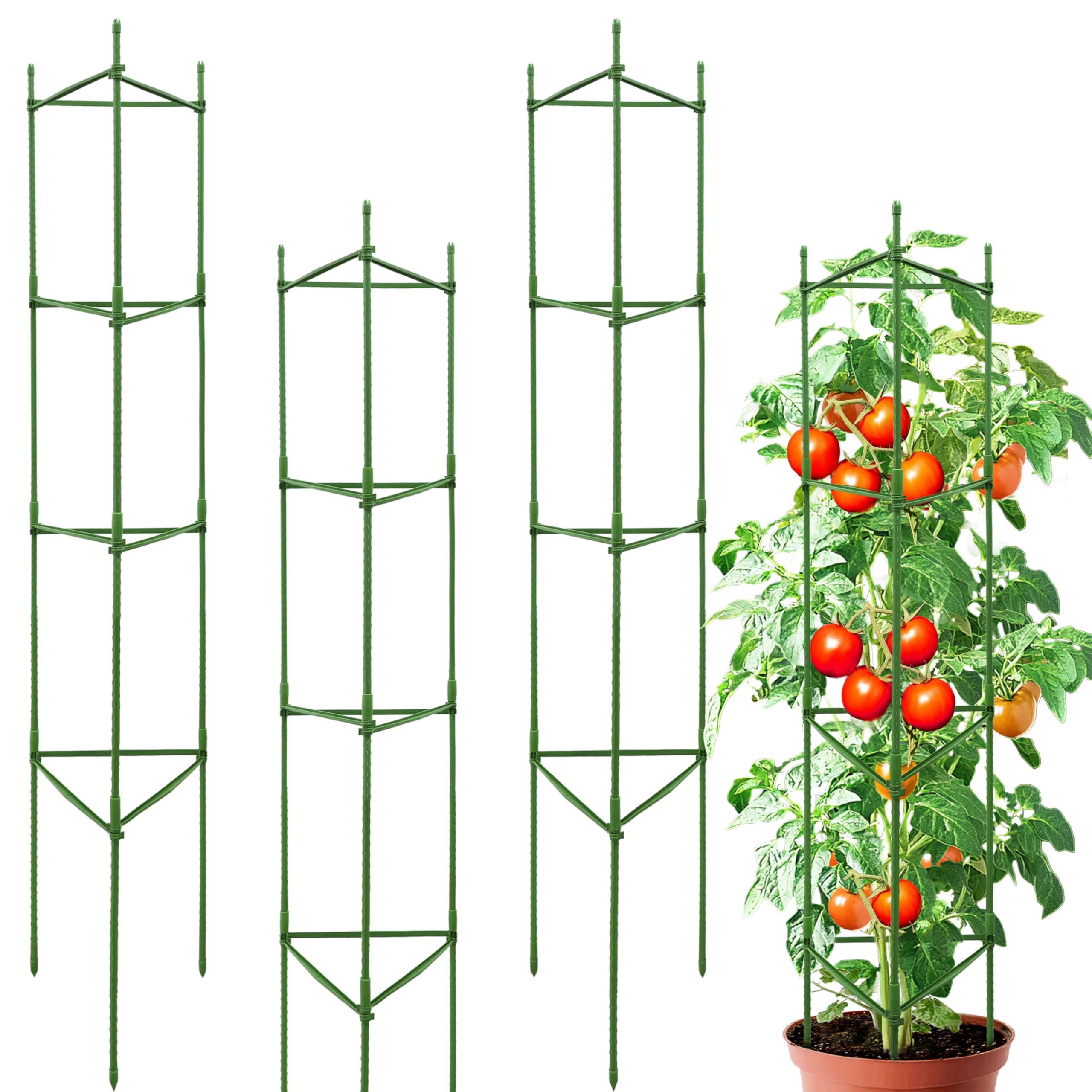 SORANGEUN 63-Inch Heavy Duty Tomato Cages - 4 Pack
