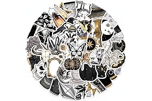 50pcs Kawaii Black and Gold Aesthetic Stickers
