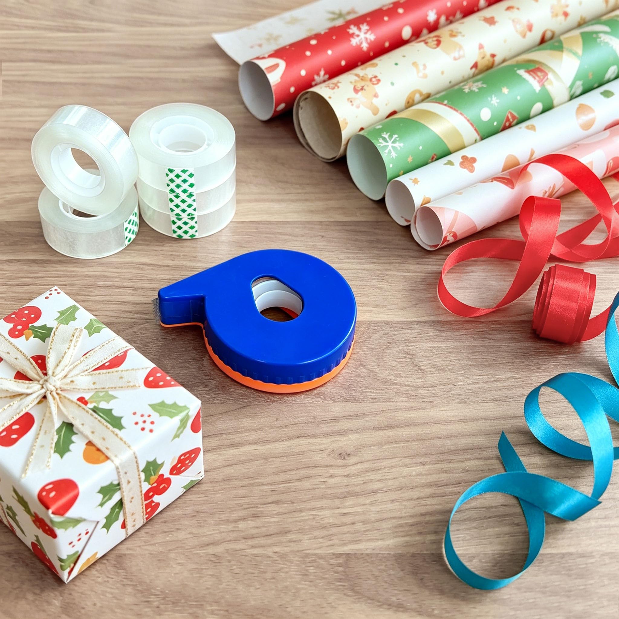 Transparentes Klebeband, 1,9 x 5,9 cm, mit Handabroller, 6 Rollen für Geschenkverpackungen, Zuhause, Schule, Bürobedarf