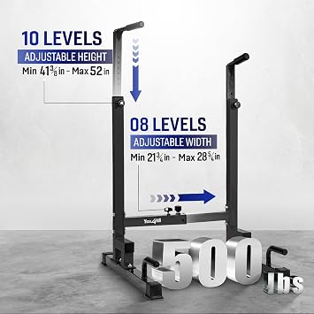 Yes4All Adjustable Dip Stand with Push-Up Handles, 500 lb Capacity