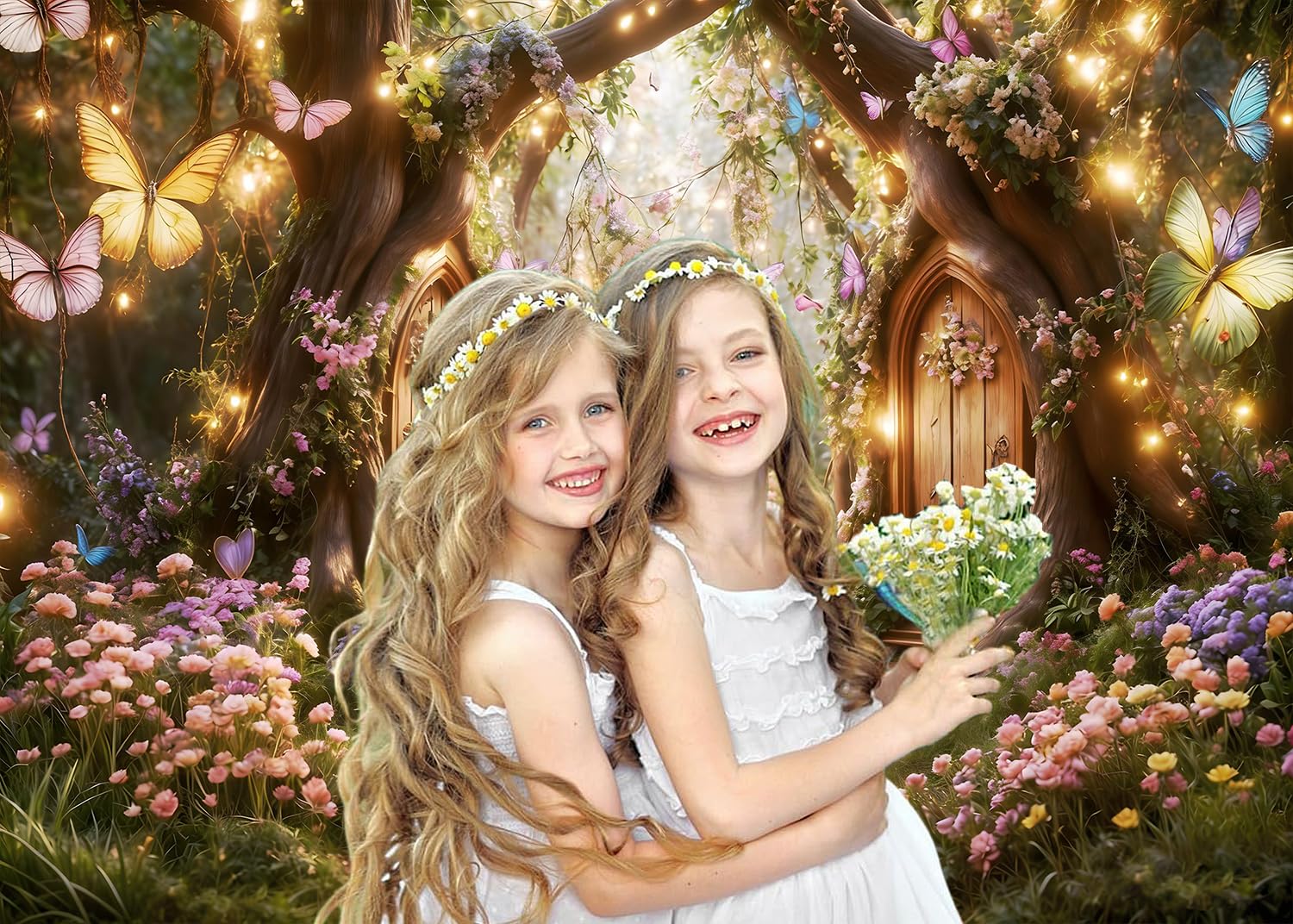 3.6x3m Sfondo Foresta incantata Magico Giardino delle meraviglie Floreale Farfalla Fotografia Sfondo Principessa Ragazze Festa di compleanno Baby Shower Decorazioni Banner Photo Booth Props