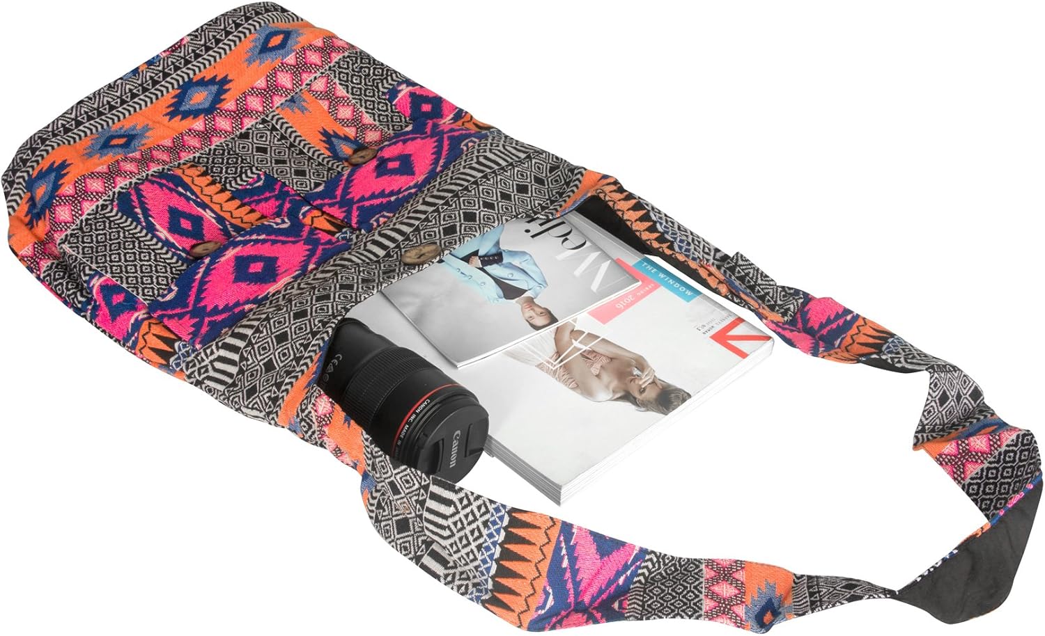 Tribe Azure Fair Trade Crossbody Handwoven Thick Cotton Shoulder Bag Shopping Market Purse Pink Casual Boho Roomy Spacious - Image 6