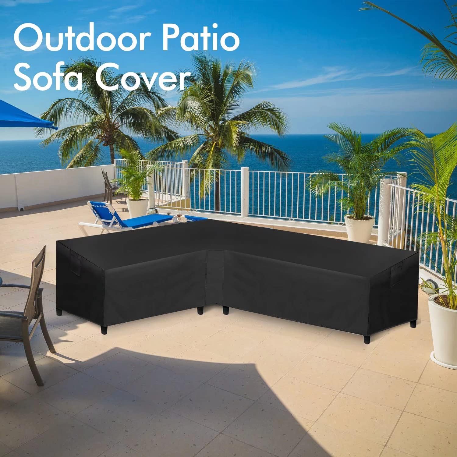 WLEAFJ Patio L-Shaped Sectional Sofa Cover Waterproof, Heavy Duty Outdoor Sectional Couch Cover with Air Vent, Left Facing, 83" L/104" L x 32" D x 31" H