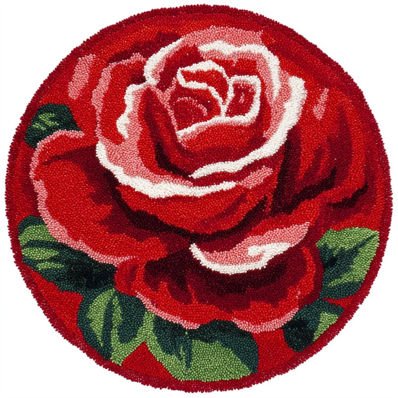 Kitquiver Latch Hook Carpet Kits Red Roses 50x50cm