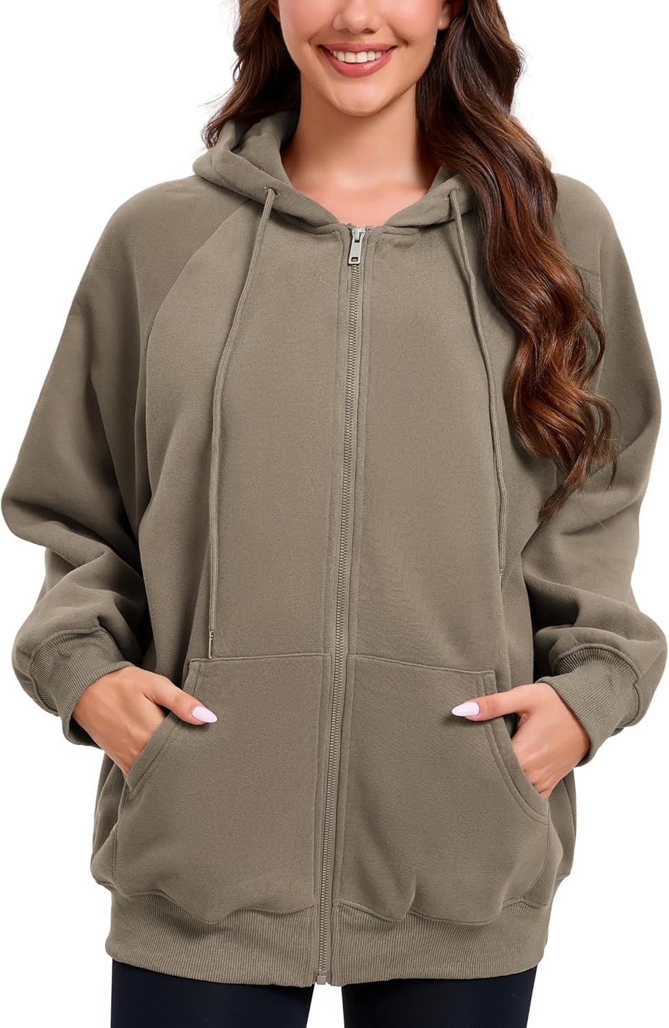 Oyamiki Zip Up Hoodie Women Oversized Sweatshirt Trendy Casual Tops Fashion Fall Outfits Jackets with Pockets - Image 3