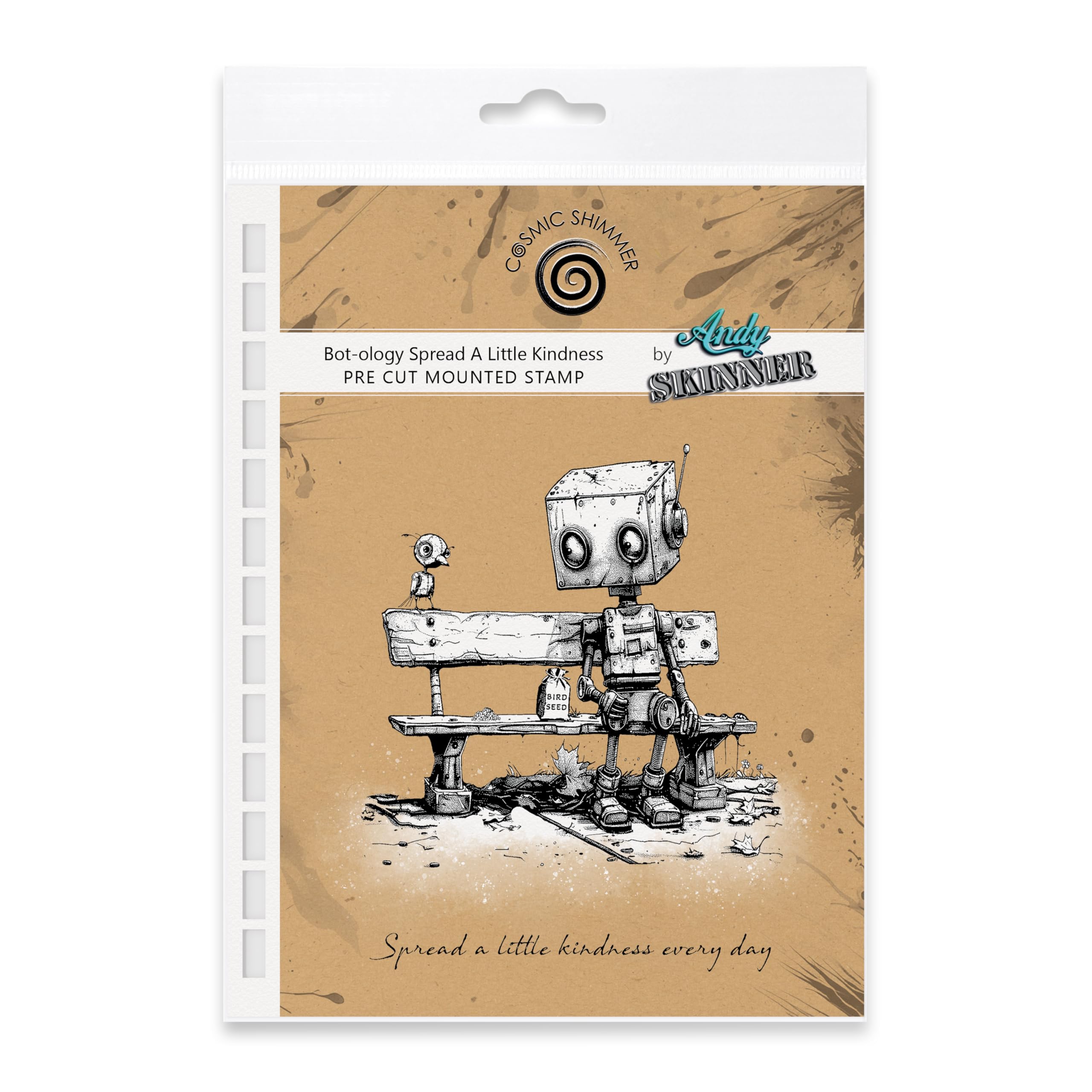 Cosmic Shimmer Red Bot-Ology Spread A Little Kindness Mounted Rubber Stamp By Andy Skinner & Katy Sue. Image 96 X 95, Quote 93 X 10 Millimetres For Stamping In Mixed Media, Art Journaling, Card Making