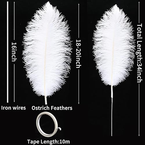 Miniatura 3 de Plumas de avestruz grandes blancas  Kit de fabricación de 10 piezas de plumas de avestruz extra grandes de 34 pulgadas para jarrón alto, arreglo