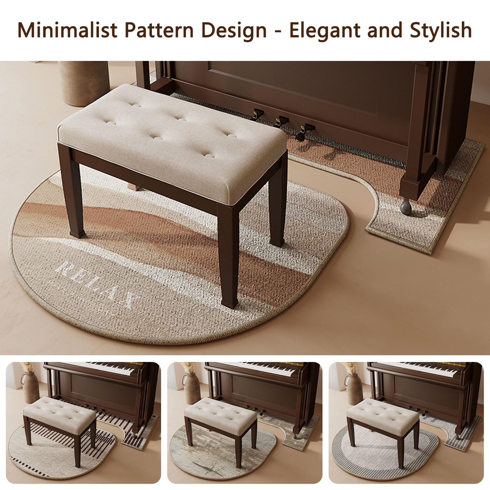 Tappetino antiscivolo fonoassorbente fonoassorbente Tappetino assorbente Tappeto fonoassorbente per pianoforte, Tappeto per pianoforte verticale Tappeto per pianoforte verticale O 70*160cm+110*110cm