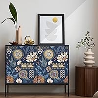 Vista 2 de Papel tapiz de vinilo autoadhesivo autoadhesivo con diseño botánico floral vintage, bohemio, extraíble, impermeable, para paredes de baño
