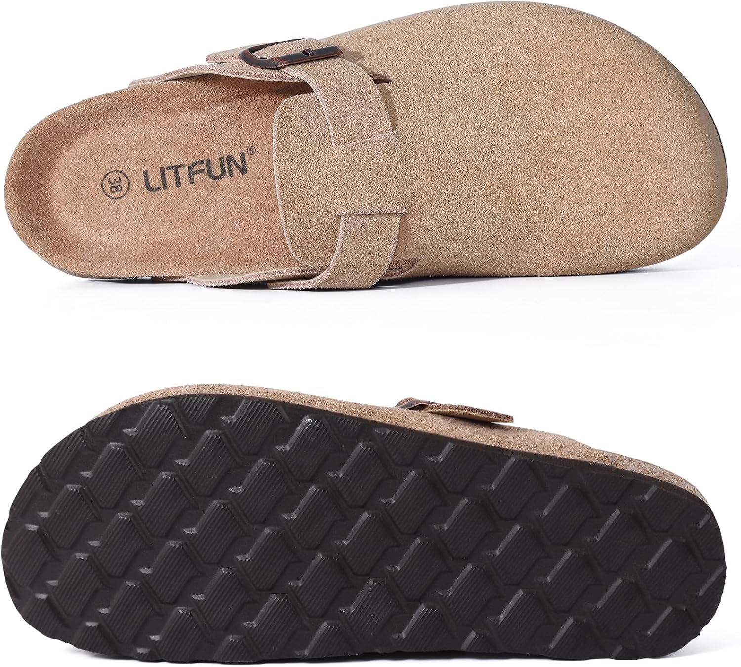 Litfun Unisex Genuine Suede Clogs Soft Footbed Leather Potato Shoes Comfort Slip On Clogs with Arch Support - Image 6