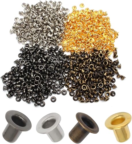 Miniatura 16 de Litoexpe Ojales de 1/8 de pulgada (3mm) de diámetro interior, kit de 200 piezas de ojales de metal con respaldo automático para agujeros para Latón