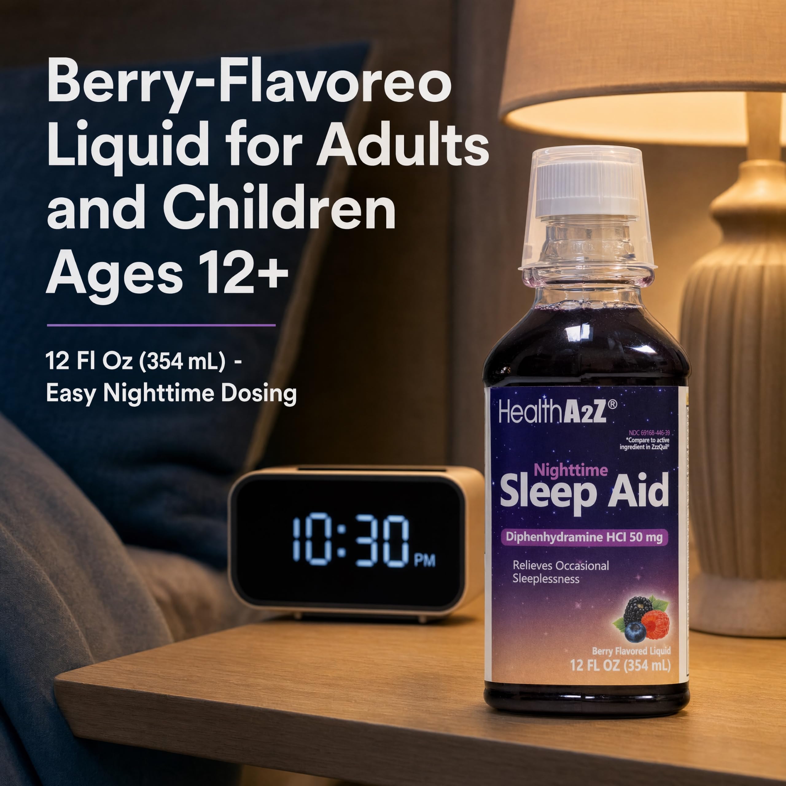 HealthA2Z® Nighttime Sleep Aid, Diphenhydramine HCl 50mg,12 Fl Oz — Amazon image 4