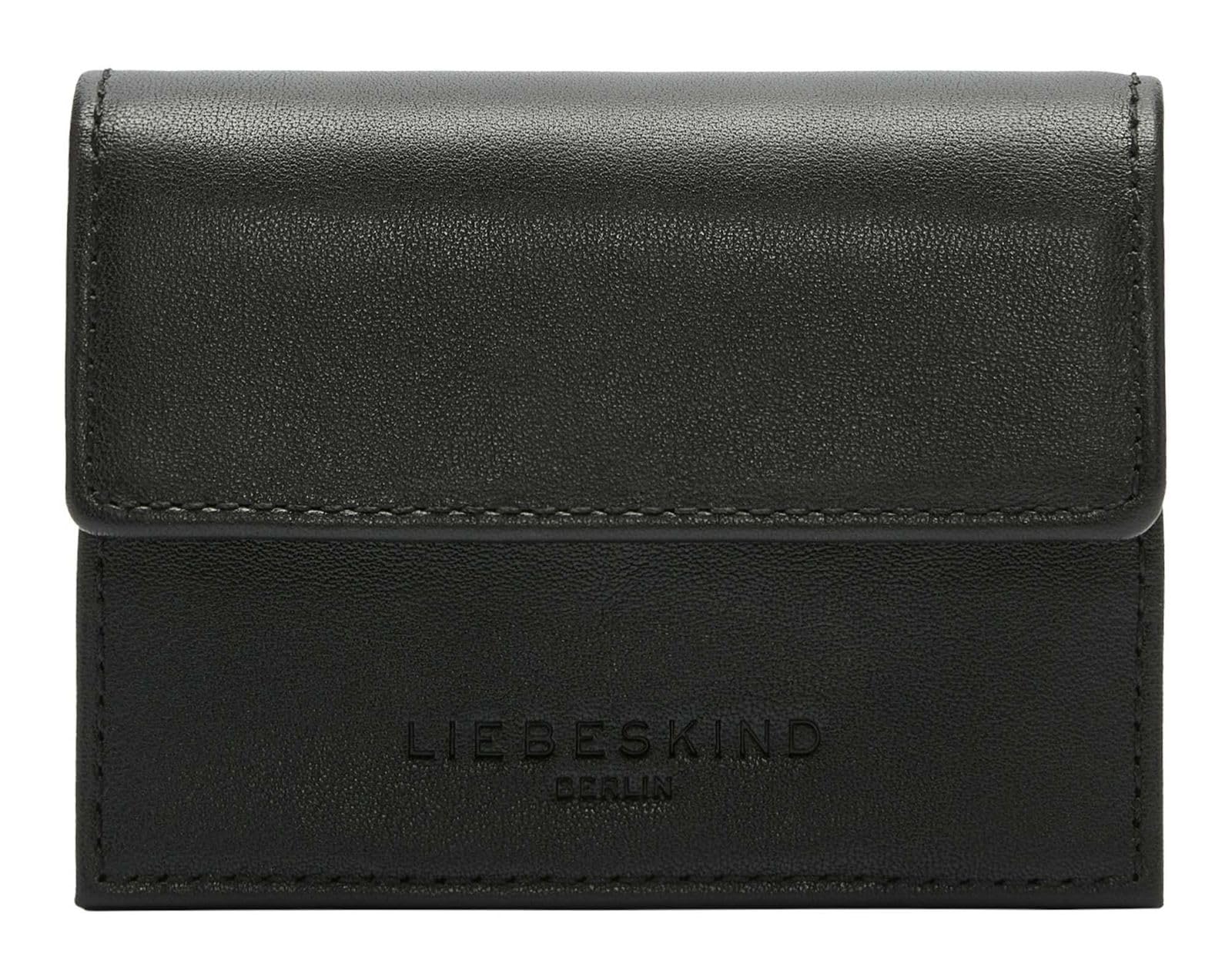 LIEBESKIND Berlin Leather Purse Soft Nappa Akkordeon Wallet Black