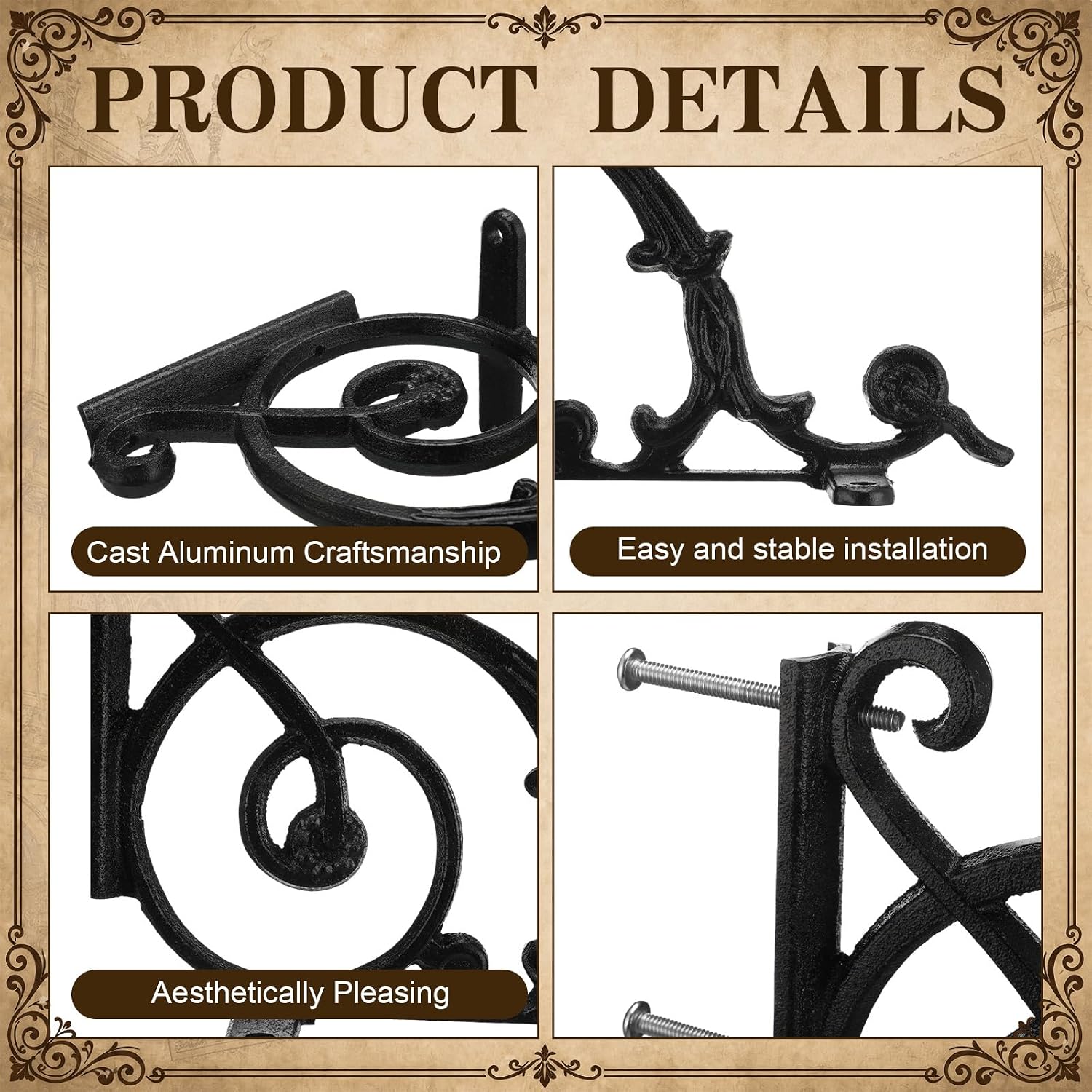 LEIFIDE Cast Aluminum Mailbox Y Bracket Decorative Wall Mounted Black for Standard 2.375 Inch Post Weather Resistant Outdoor Mailbox Holder 11.63x7.75x4.75 Inches