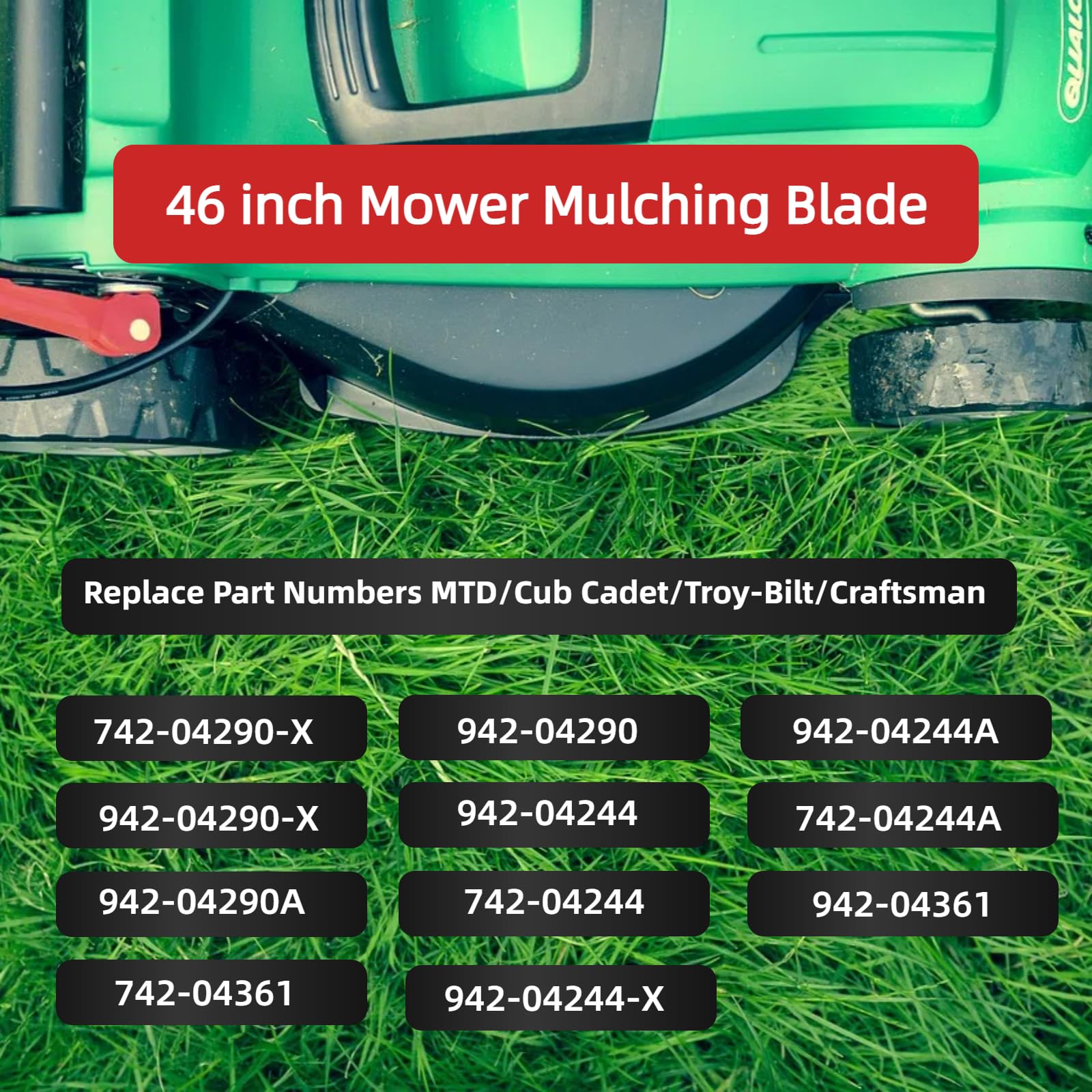 Juego de 2 cuchillas compatibles con MTD/Cub Cadet/Troy-Bilt/Craftsman 942-04244A, 942-04290, 742-04290, 742-04244, corte de 46 pulgadas XT1 y XT2 Enduro Series LT46KH, LT46, LT46EFI