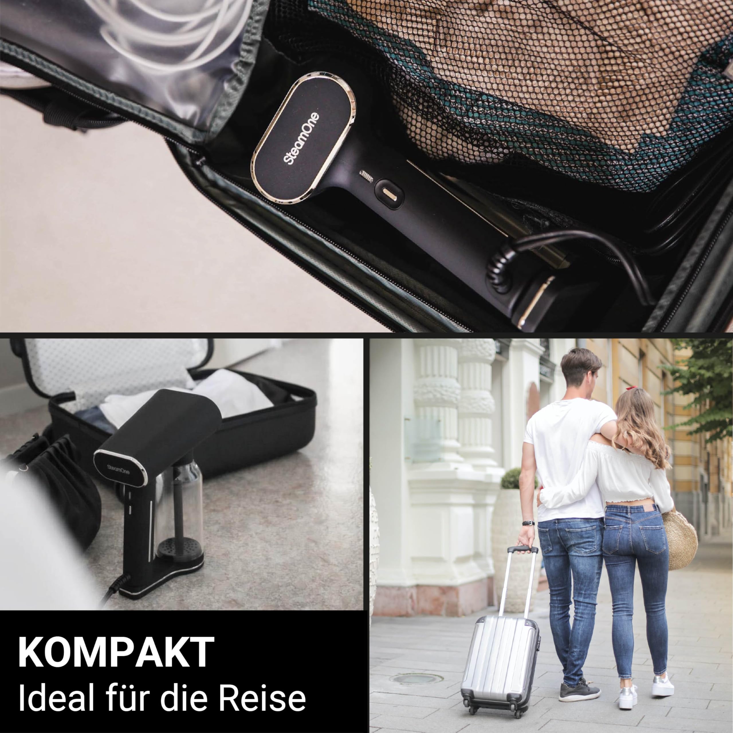 STEAMONE - Steamer Dampfglätter 2000 W, 33 g/min – tragbares Bügeleisen – Kapazität 400 ml – entfernt 99,99% Verunreinigungen – bereit in 30 Sekunden – Kabel 3 m – ultrakompaktes Format – EUXL400V2