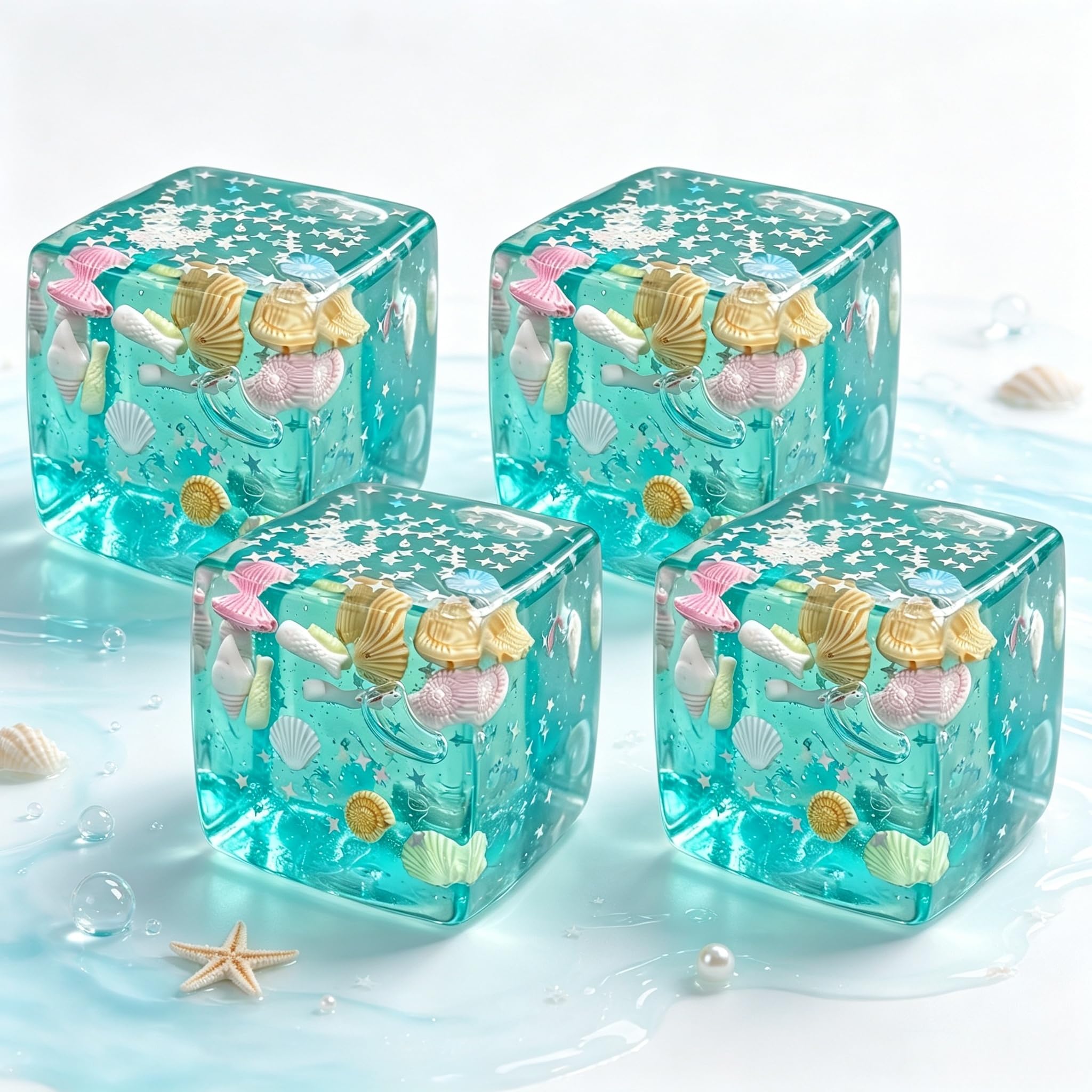 Squishy Toys,Ice Cube Squishy,Stress Squares for Adults (Blue*4pc) — image 1