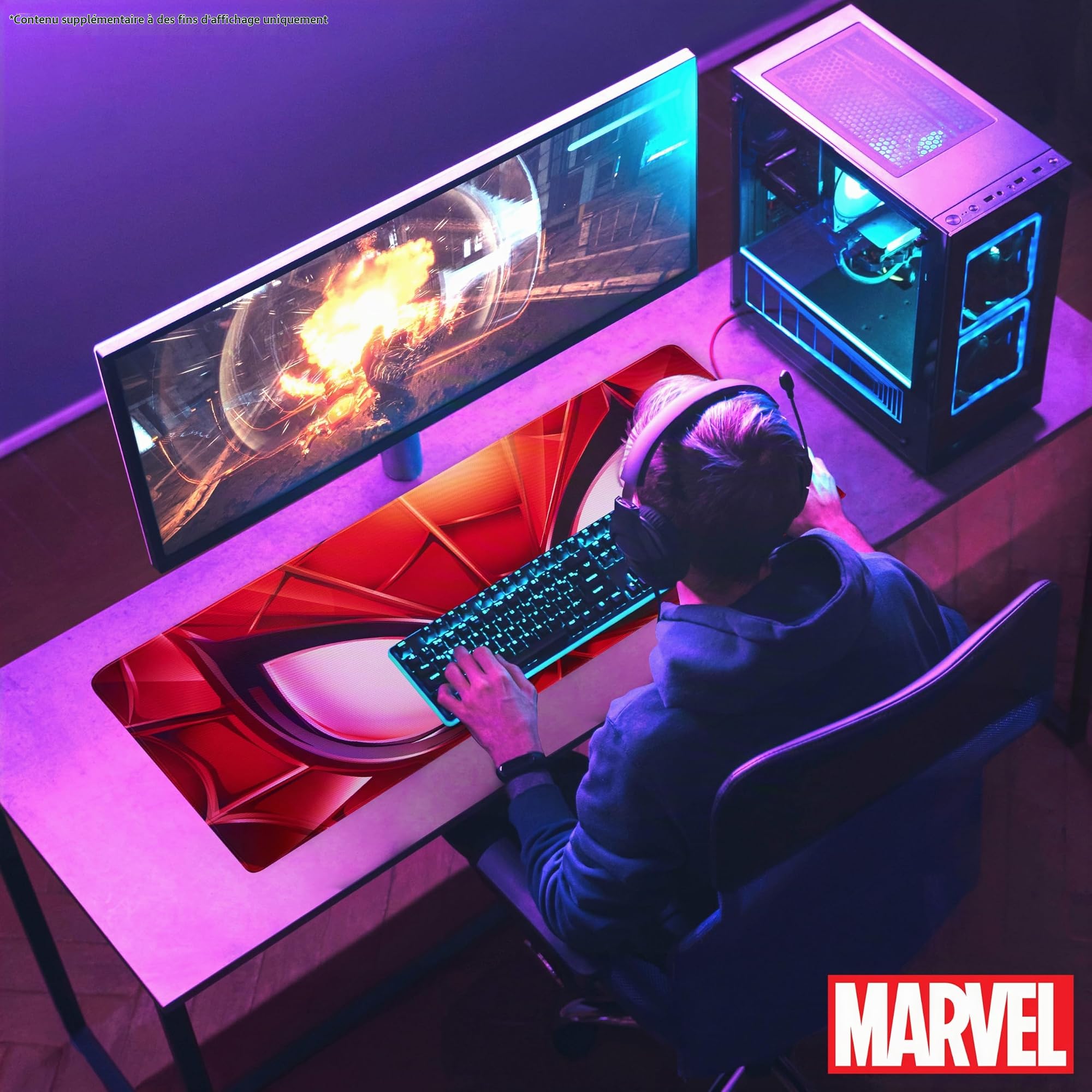 Marvel Tapis de Souris XL Dessous de Bureau Sous Main Mouse Pad 80x36 cm Accessoire de Bureau Avengers Spiderman Groot (Rouge Spiderman)