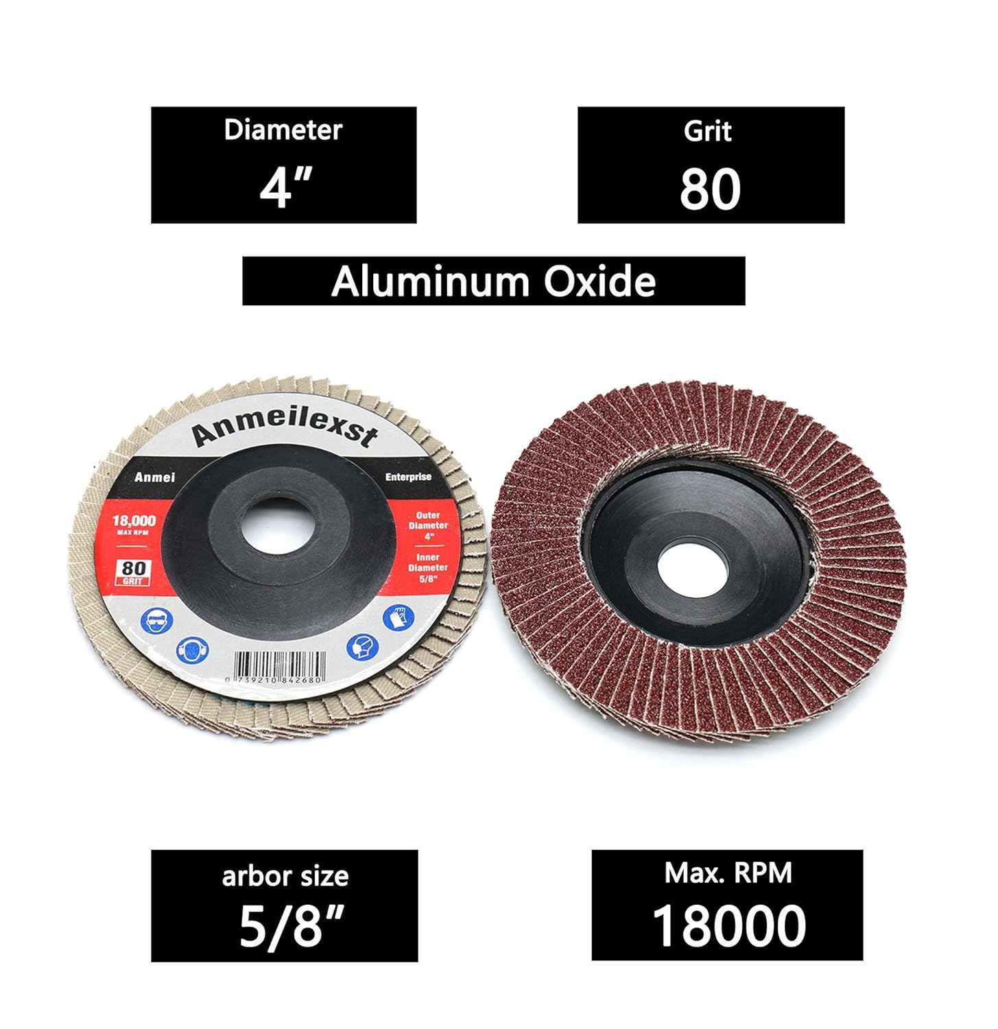 12 Packs 80 grit High Density Aluminum Oxide Flap Disc Abrasive Grinding Whee, 4" Sandpaper Wheel, for Polishing Metal, Stainless Steel and Wood