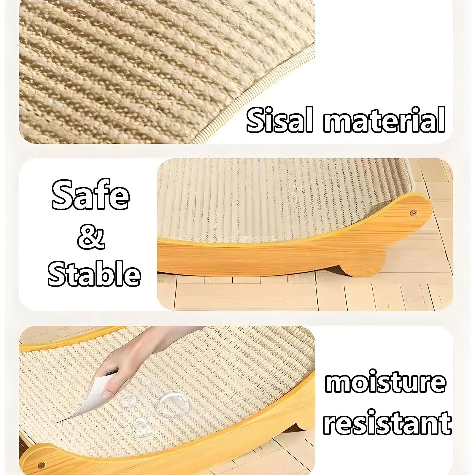 لوح خدش للقطط 2 في 1، كرسي سرير للقطط مع اطار خشبي صلب ووسادة خدش للقطط مقاومة للاهتراء، لوح خدش للقطط في الاماكن المغلقة لحماية الاثاث والسرير والاسترخاء (طول 50 سم)