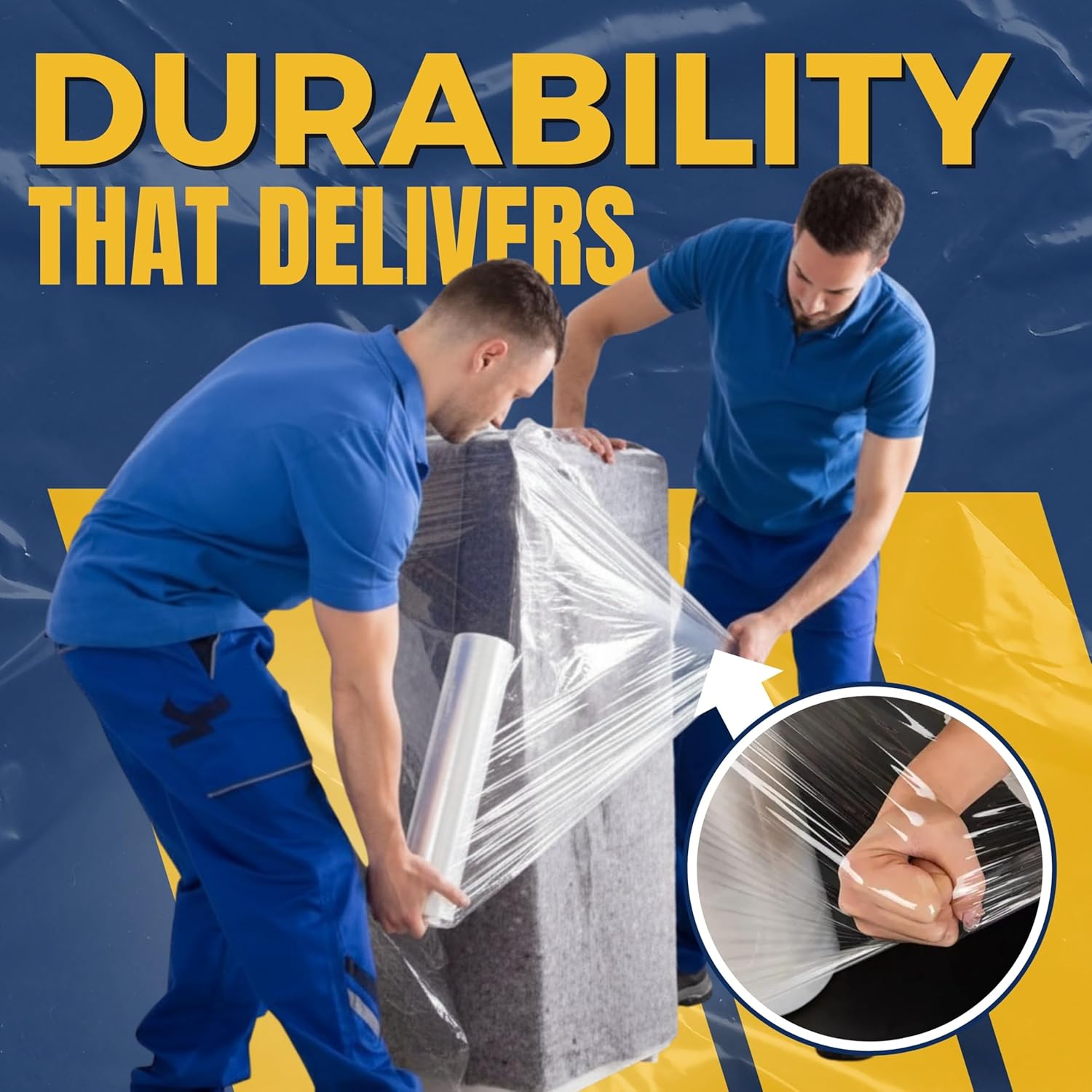 Rockin Rolls Stretch Film Wrap – 18" x 1500 FT x 80 Gauge, 1 Roll Heavy Duty Pallet Wrap, Clear Plastic Moving Wrap for Packing, Shipping, Furniture & Luggage – Durable Self-Adhering Shrink Wrap Roll