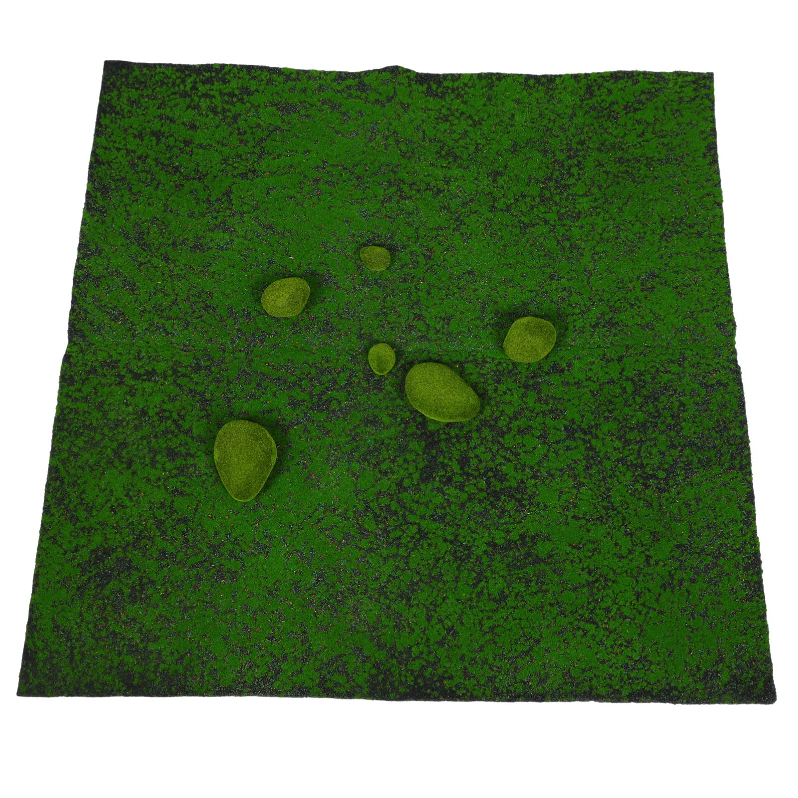 Artificial Moss Turf Moss Stone: Fake Grass Turf with 6 Moss Covered Rocks Synthetic Turf Landscape Mat Backyard Patio Balcony Grass Carpet 100x100cm