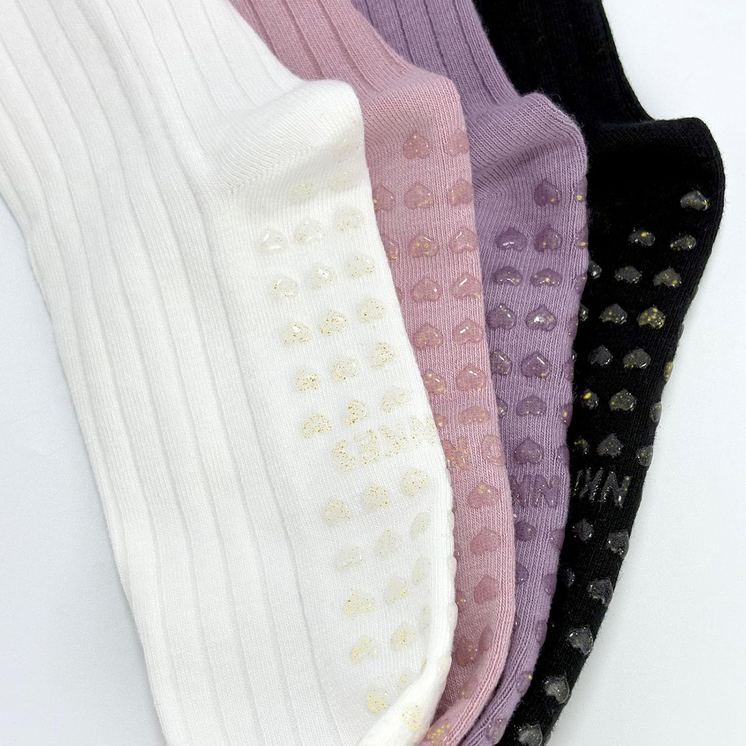 4 Pairs Cute Pilates Grip Socks for Women – Ruffle Top Non Slip Yoga Barre Crew Socks for Workout, Dance, Hospital - Image 6