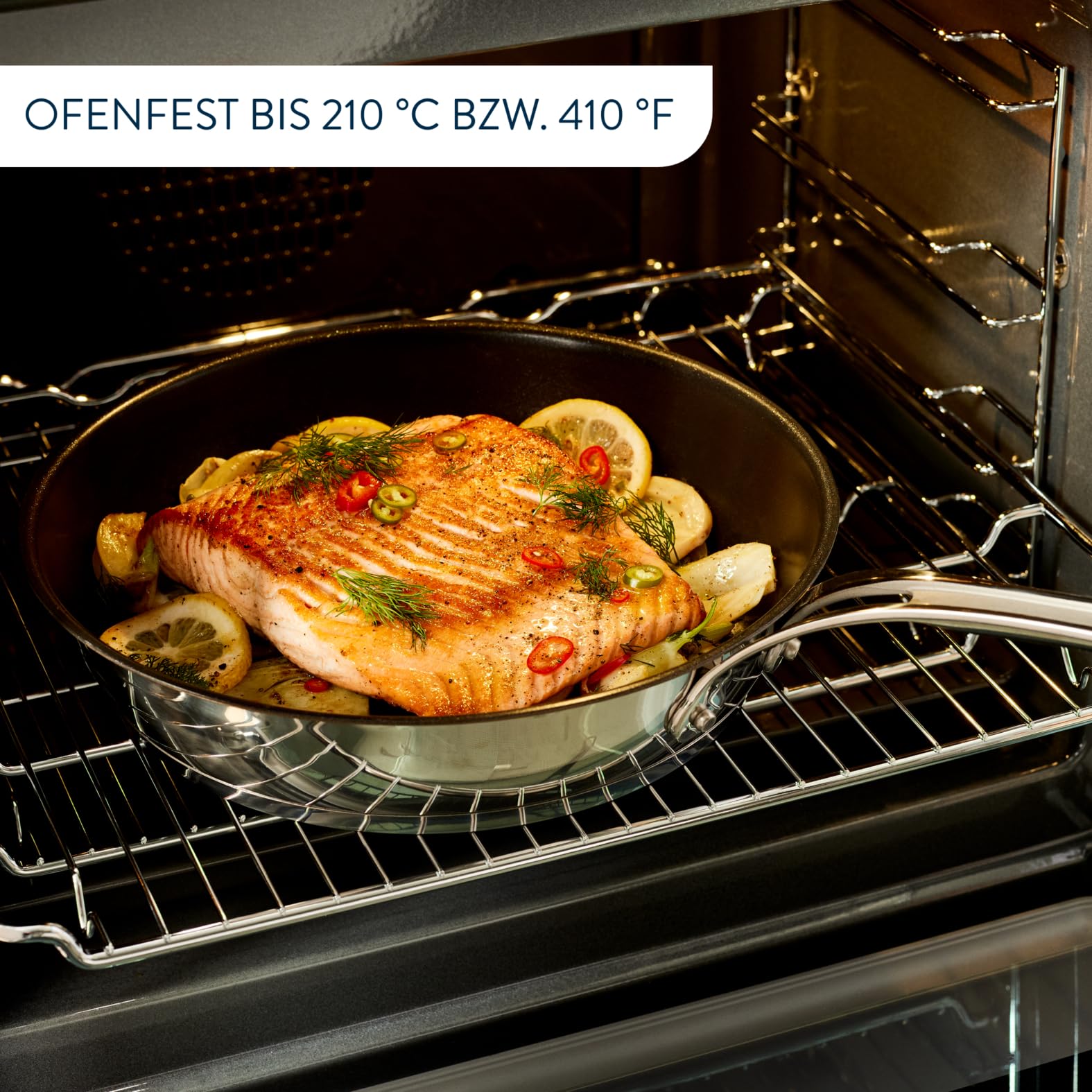 Tefal Jamie Oliver Bratpfanne Induktion 20 cm Cook’s Classic, freie Antihaftversiegelung, Thermo-Signal bei idealer Brattemperatur, genieteter Silikon-Griff, für alle Herdarten geeignet, E30602