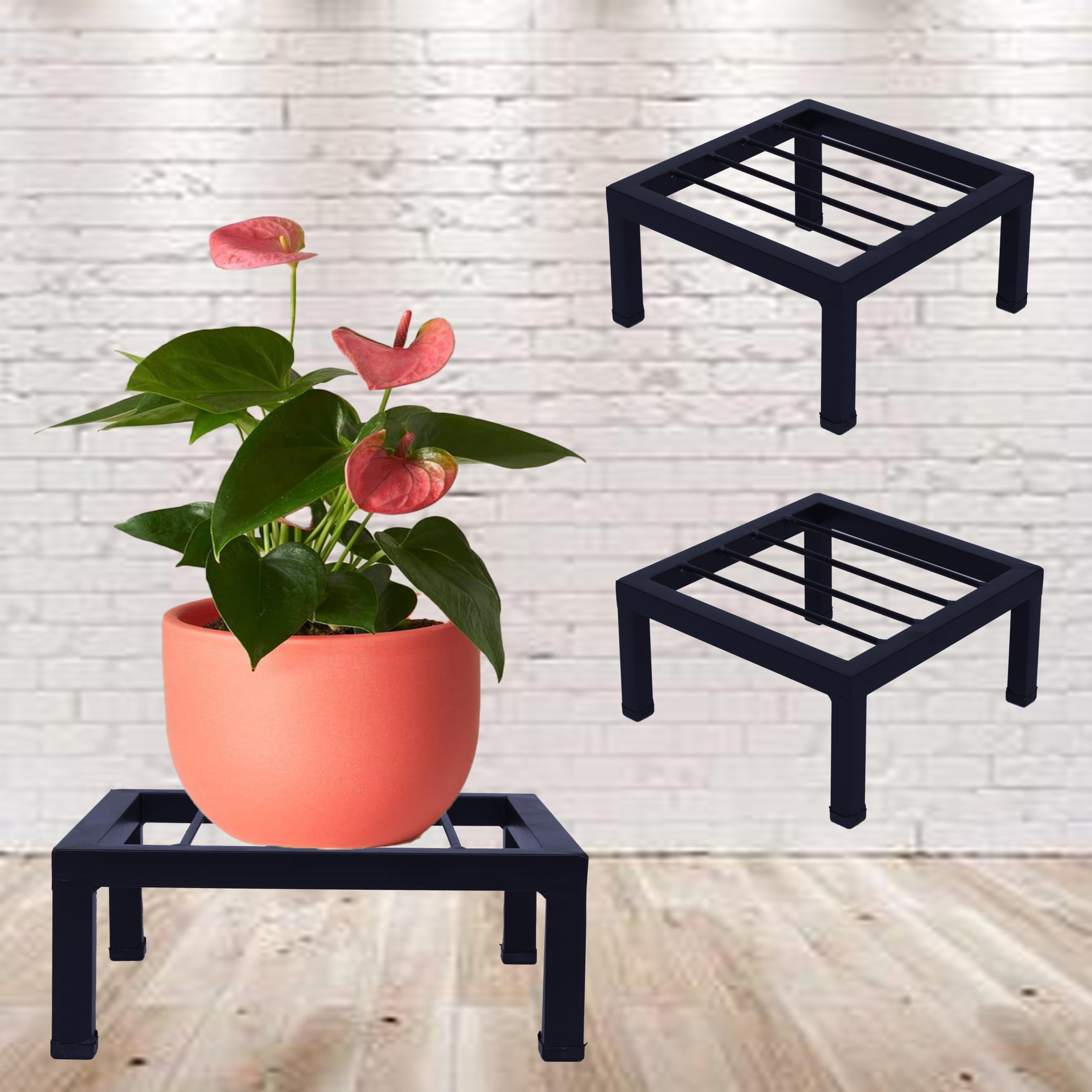 D&V ENGINEERING - Creative in innovation Heavy Duty Metal Planter Stand│Flower Pot Stand│Plant Stands for Indoor or Outdoor balcony, 25X25X11 CM - Black, Pack of 2 (B0CKVQVXNZ) Amazon Price History, Amazon Price Tracker