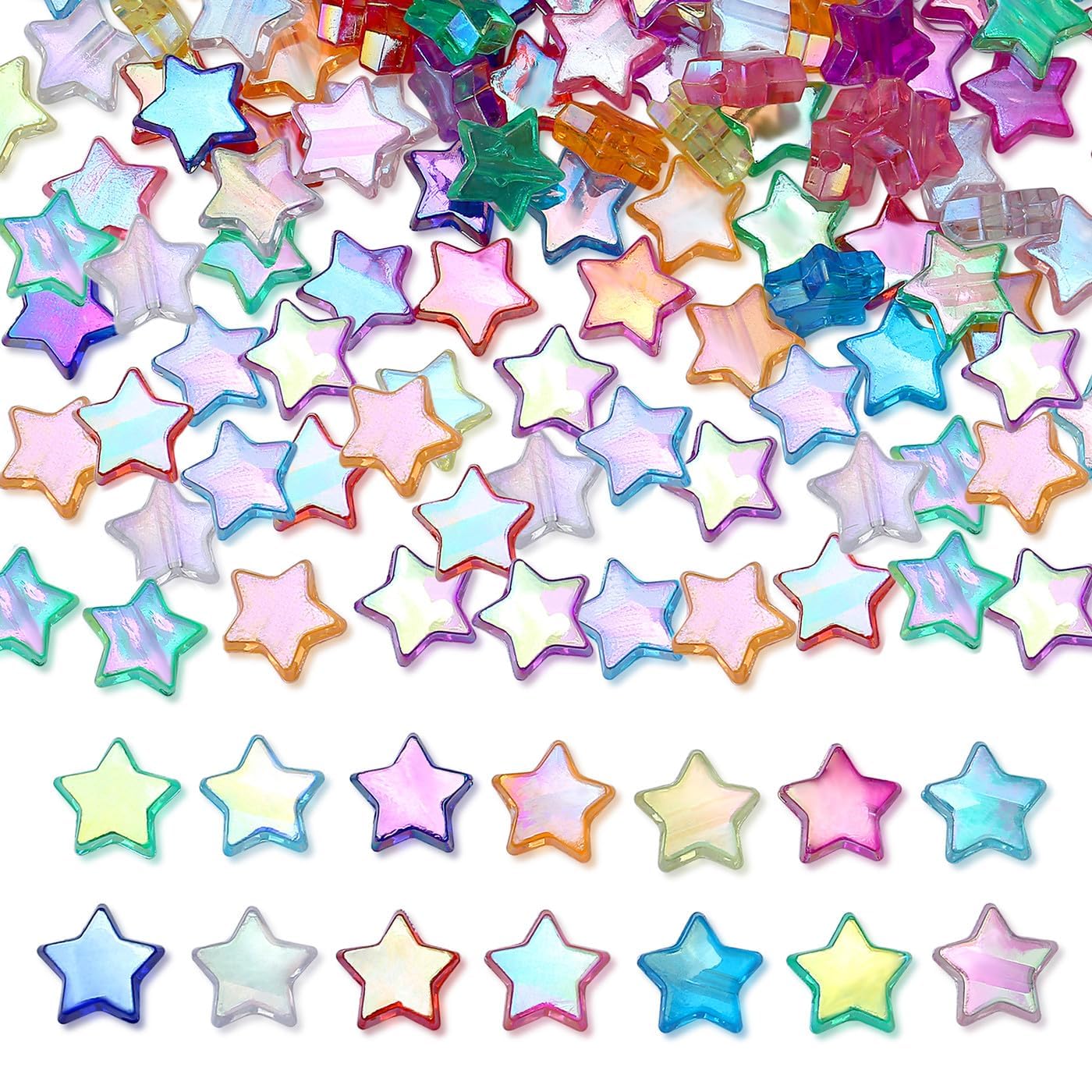 NALACAL 1000-Piece Mixed Star Beads Colorful Spacer Beads for DIY Jewelry Making and Crafts for Jewelry Making Colorful Beads for Crafts DIY - Multicolored
