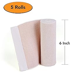 Hospora Thick Latex-Free Compression Cotton Elastic Bandage (6 inches, 5 Rolls)