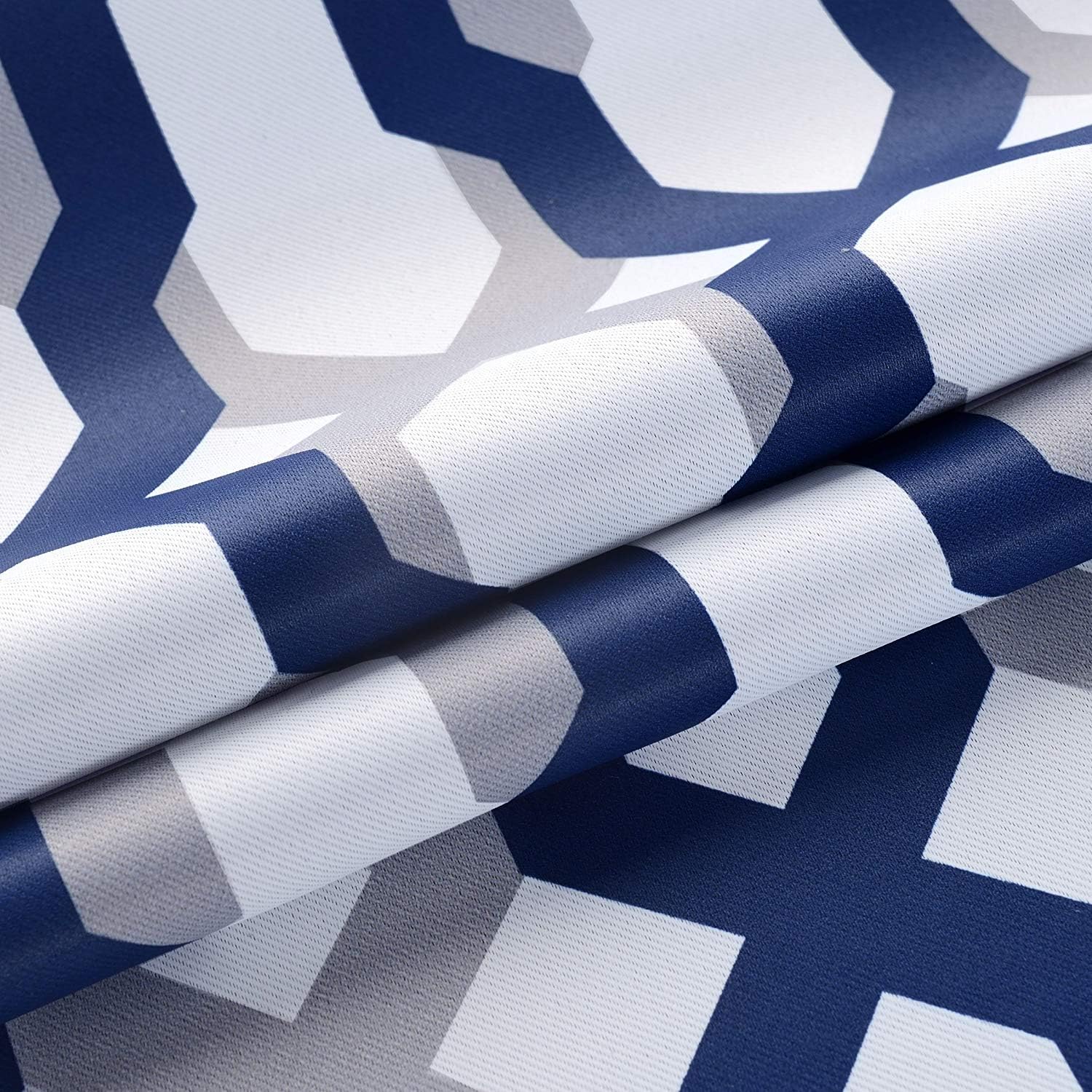 DriftAway Mason Geometric Trellis Pattern Window Curtain Valance Rod Pocket 52 Inch by 18 Inch Plus 2 Inch Header Navy